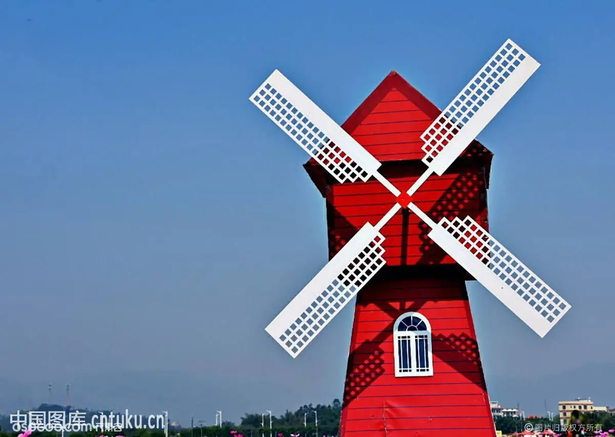荷兰风车创意插画图片-千库网