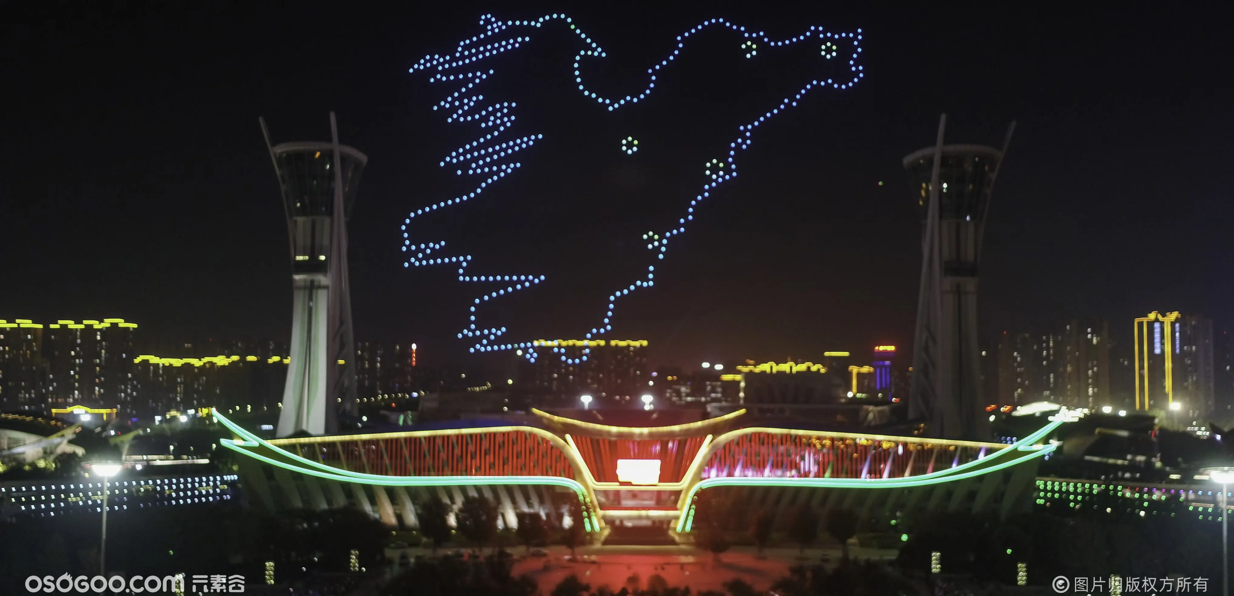 国庆节--潍坊室外无人机编队表演