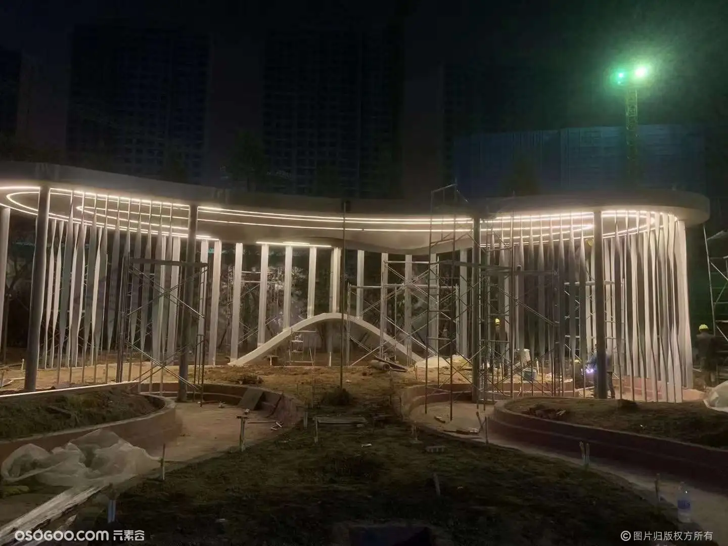 上海地产景观 不锈钢灯光避雨亭 凉亭制作