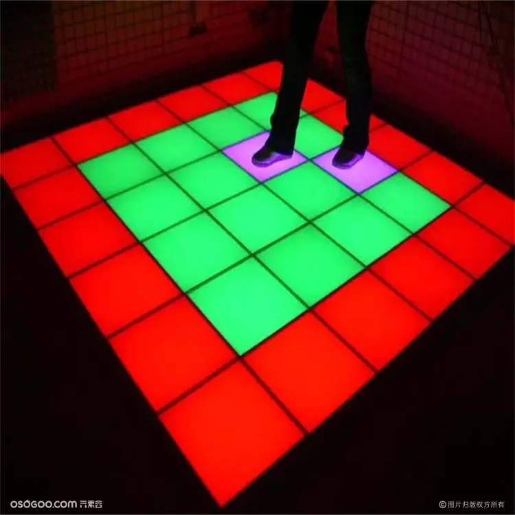 跃动格子 创意互动装置 方形地砖灯 LED重力感应地砖灯