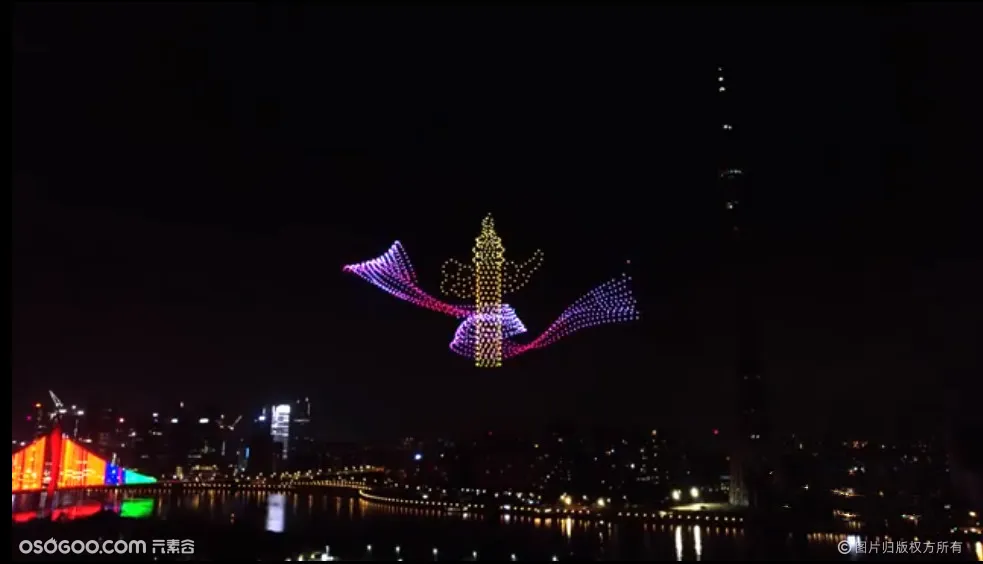 广州无人机表演，惊现国旗造型