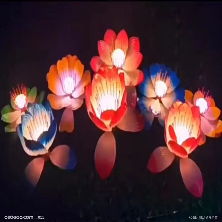 仿真动态荷花造型灯 新年春节灯光特色花灯