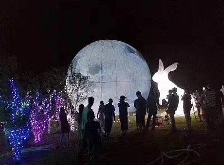 中秋大型月亮球装饰灯小型七彩兔子灯户外防水装饰灯