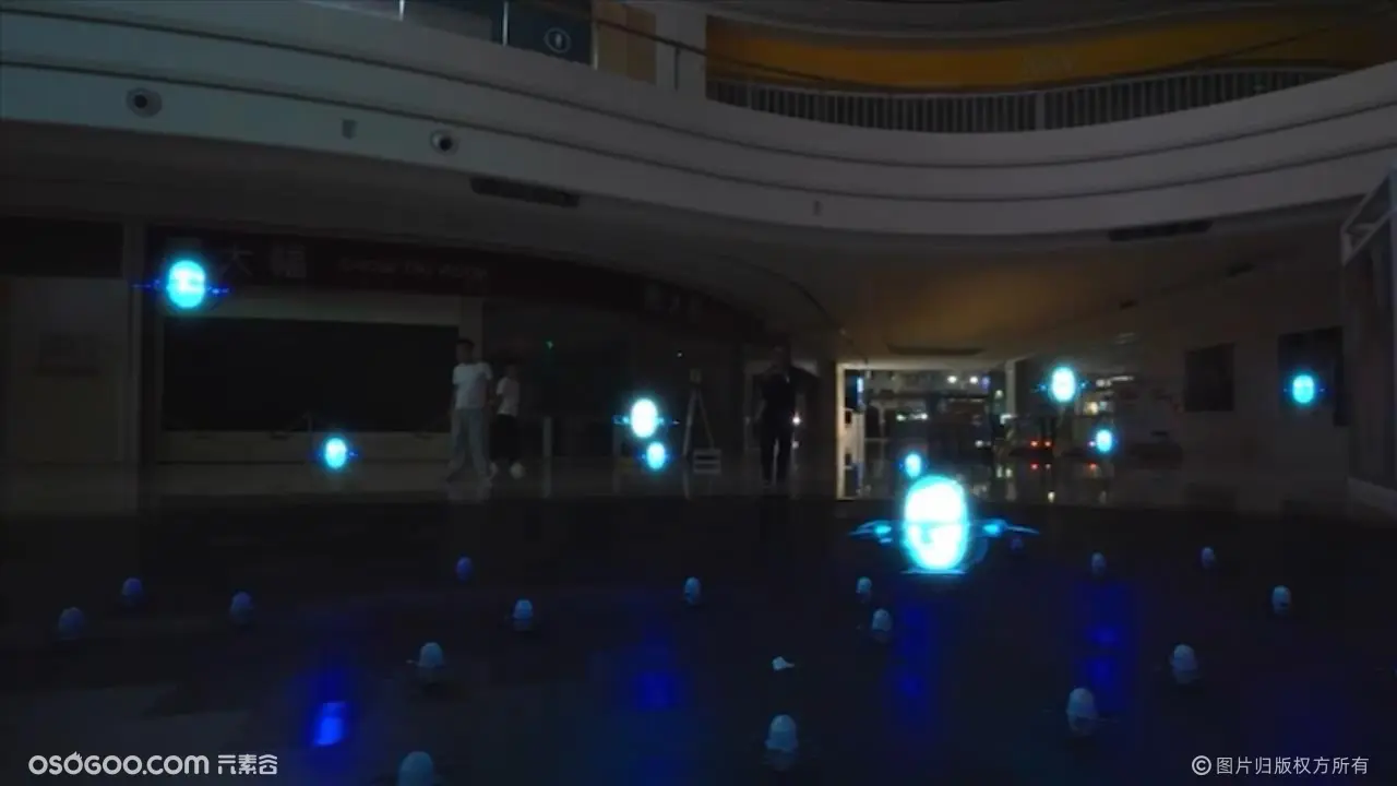 50架室内无人机亮相深圳购物中心，营造满满海洋风