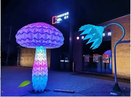 网红新品七彩发光蘑菇树道具仿真互动蘑菇树美陈装置设备