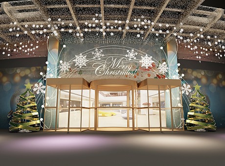 3D设计效果图▪圣诞节商场门头装饰灯圣诞美陈