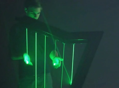 【唛丁科技】互动装置激光竖琴 乐器弹奏艺术美陈装置夜场表演