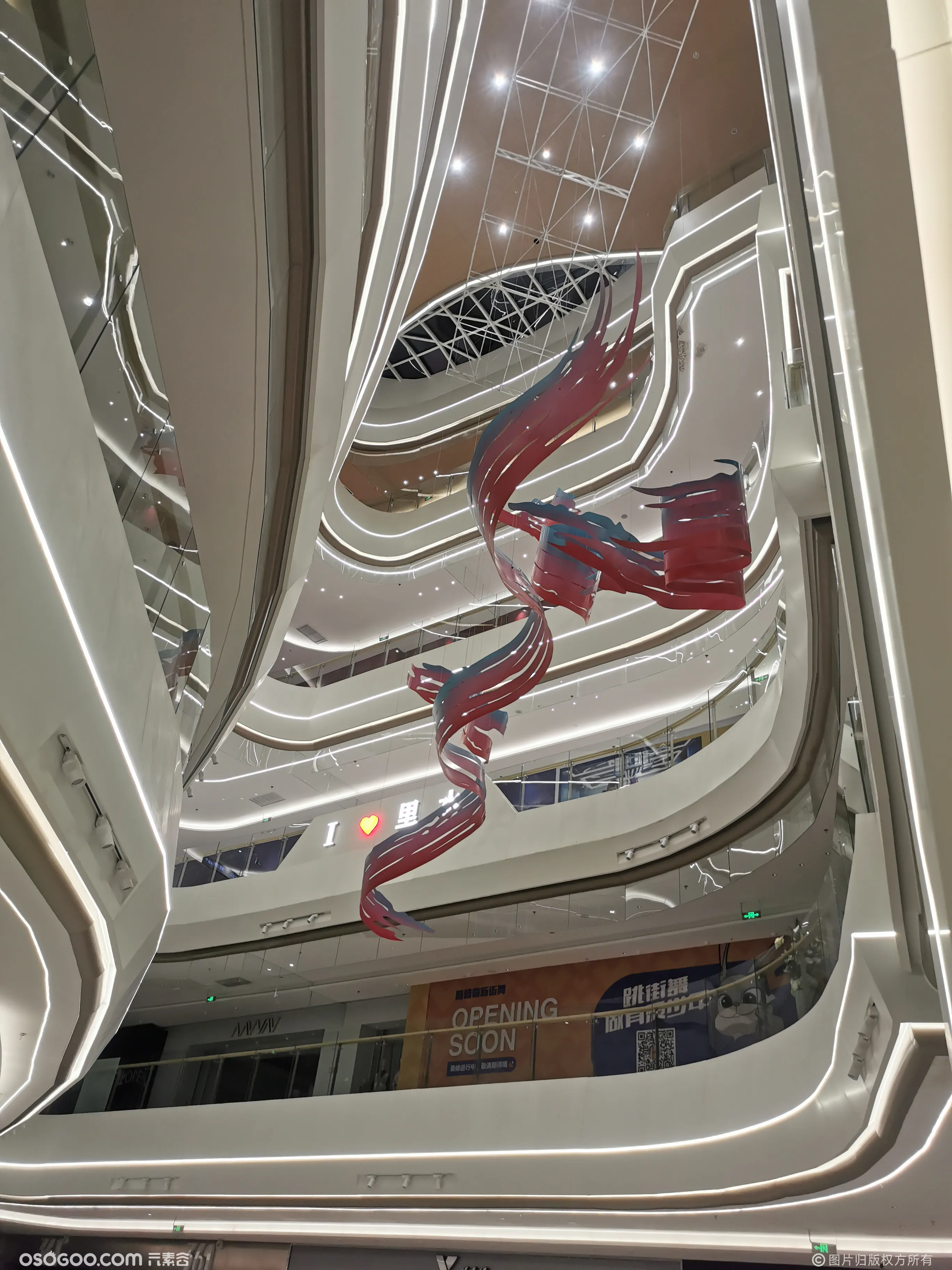 购物中心中庭美陈吊饰装置商场开业飘带造型创意吊饰中空装饰工厂