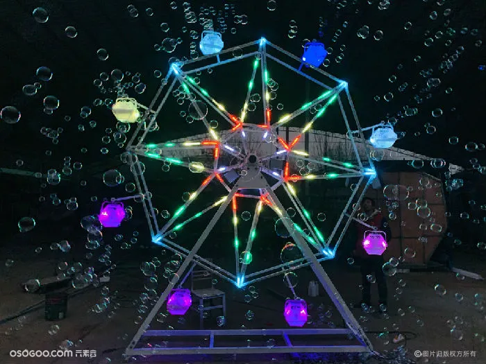 上海幕明摩天轮泡泡机 LED七彩发光自动旋转泡泡机