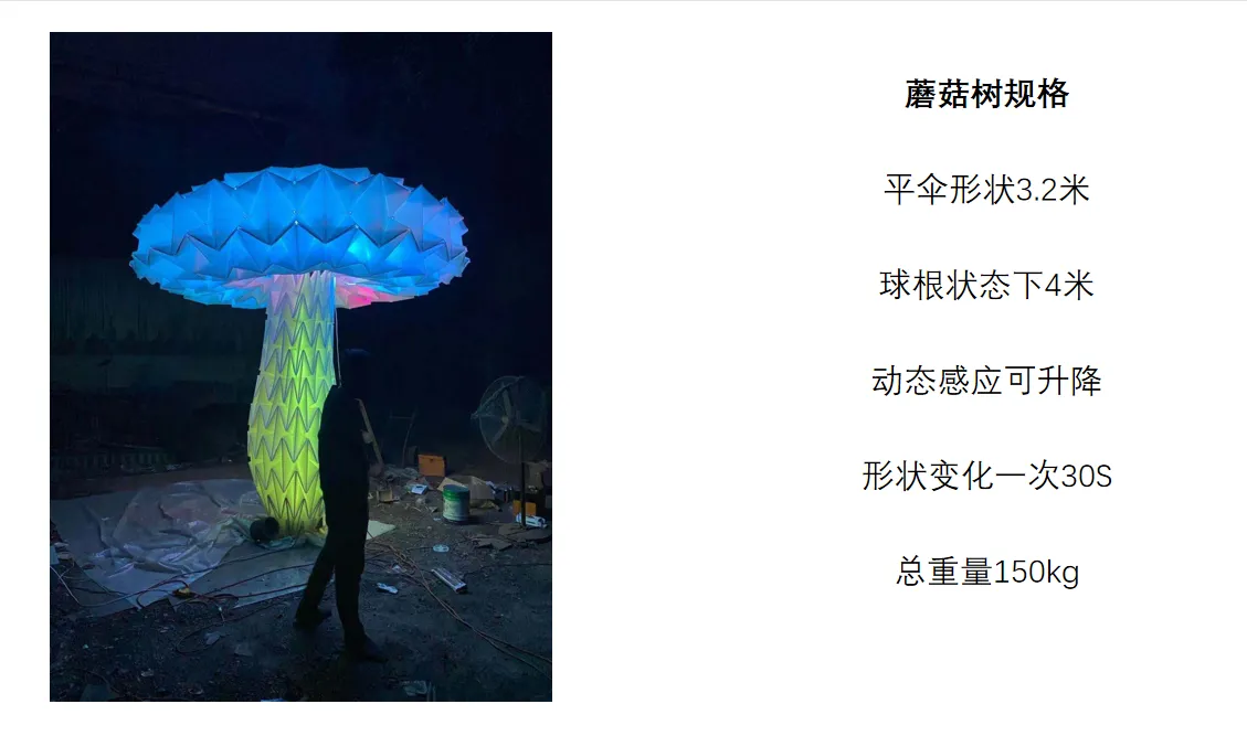 蘑菇树灯光装置 伸缩形状变化 七彩呼吸灯光效果 
