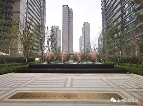 杭州天境入口流水球雕塑 小区景观小品定制