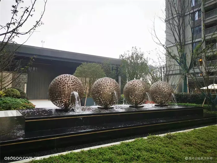 杭州天境入口流水球雕塑 小区景观小品定制