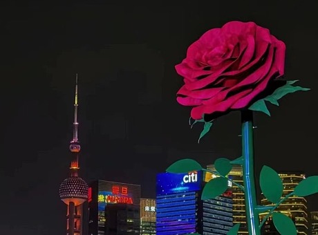 巨型玫瑰花雕塑美陈 