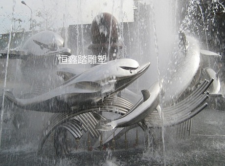 广州售楼部小区主入口装饰镜面不锈钢海豚雕塑厂家报价
