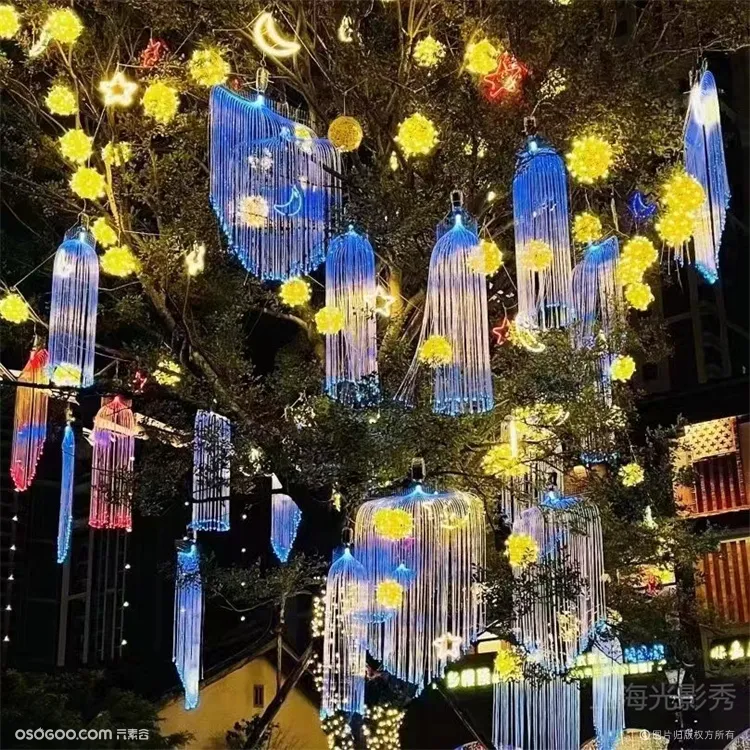 树木亮化工程-春节户外街道灯光节-光影秀-LED街道树木灯光