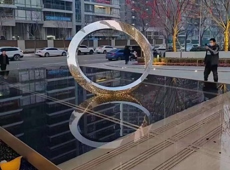 日照新建筑入口雕塑 莫比乌斯环 水景雕塑制作