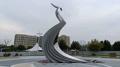 潍坊凤凰广场 不锈钢镜面凤凰雕塑 抽象艺术雕塑摆件