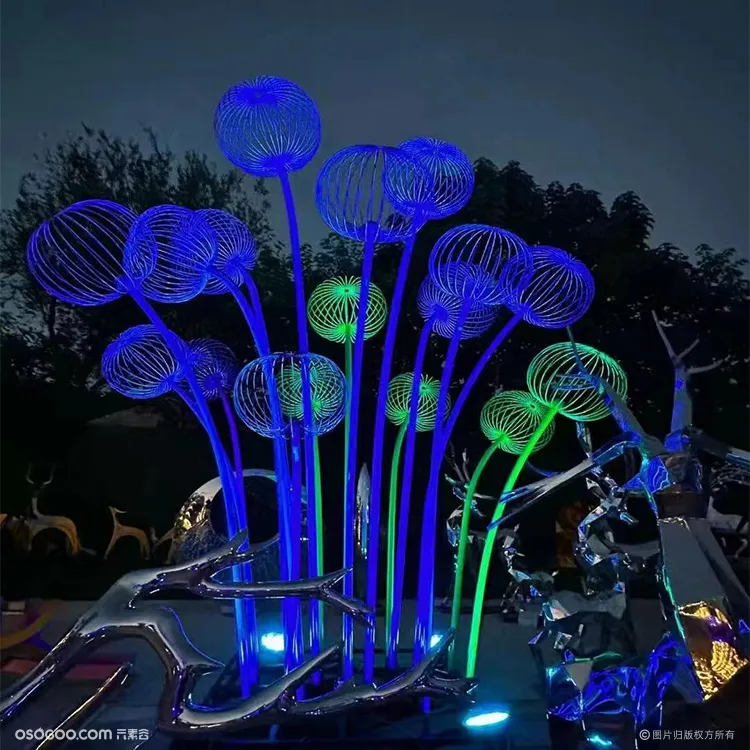 水母雕塑灯光造型灯 水母森林不锈钢发光雕塑