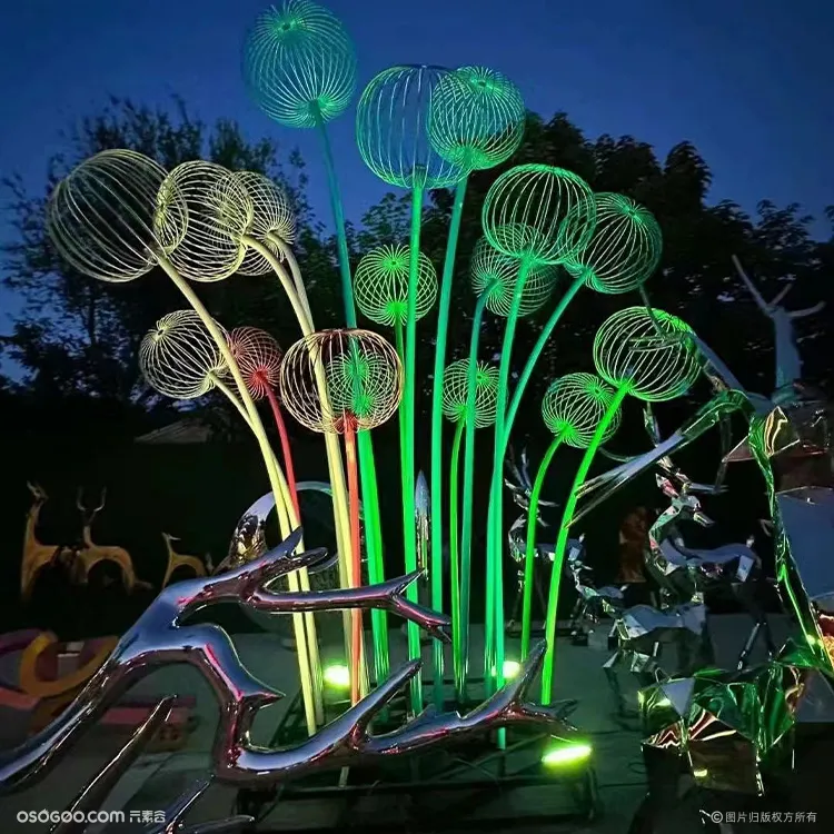 水母雕塑灯光造型灯 水母森林不锈钢发光雕塑