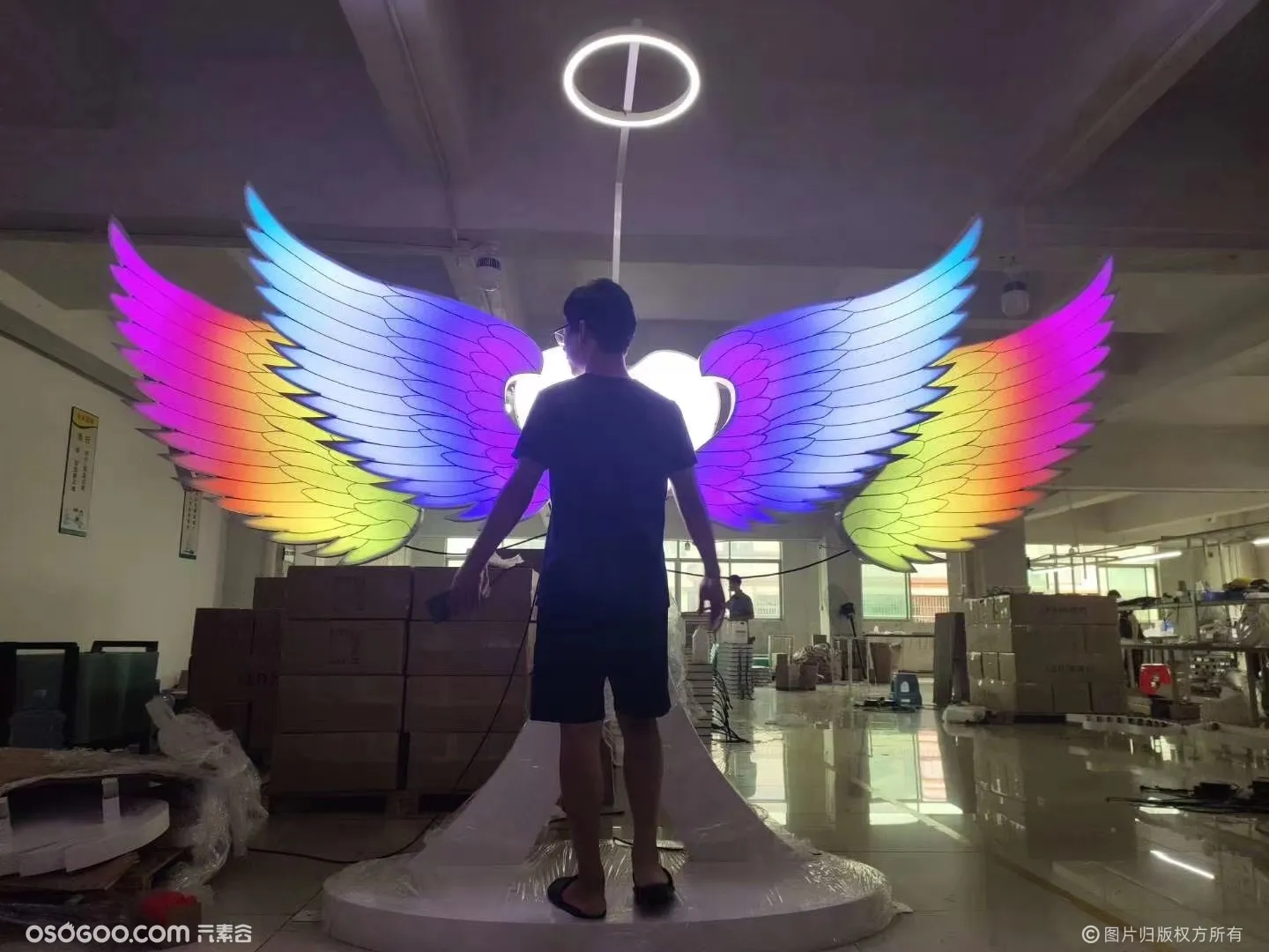 发光翅膀互动七彩变幻天使之翼厂家租售