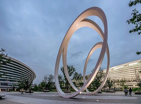 宁德广场中心环环相扣雕塑 圆环雕塑不锈钢造景 