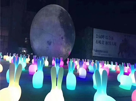 大型中秋节活动定制工厂定制发光月球 LED发光月兔出租租赁