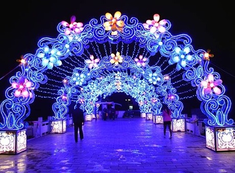 上海幕明街区景区灯光门头设计制作 灯光展门头装饰