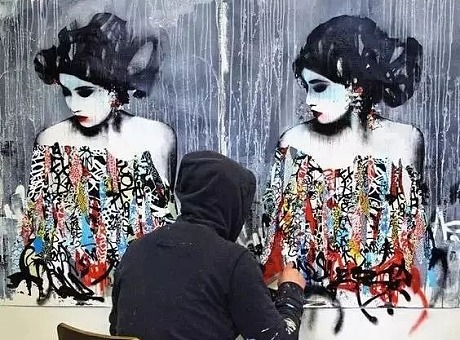 街头公共艺术艺妓涂鸦