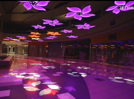 【唛丁科技】互动照明-商业中心-照明体感花瓣灯