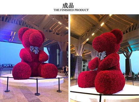 上海幕明常州网红打卡景观6米玫瑰熊 七夕大型仿真创意造型摆件