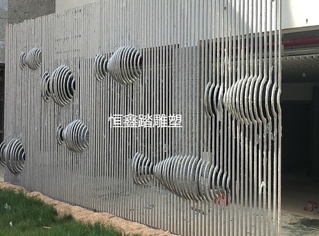 海南省海花岛地下停车场入口装饰不锈钢鱼形背景墙厂家报价