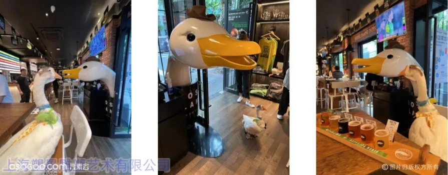青浦餐厅铁锅炖大鹅不锈钢雕塑