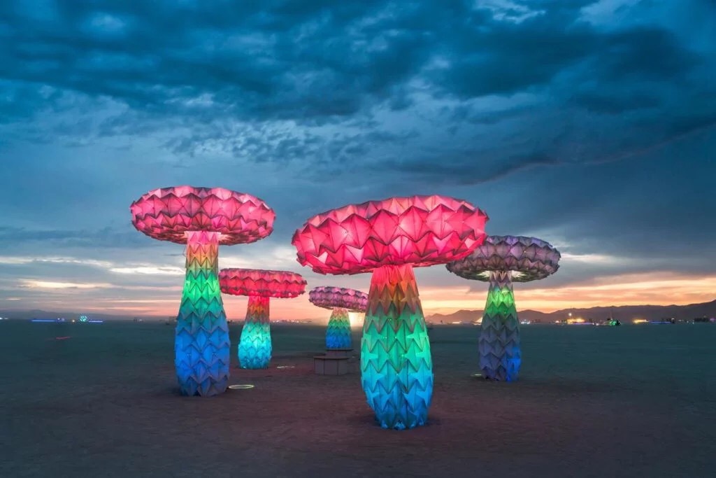 互动灯光艺术装置折纸蘑菇树