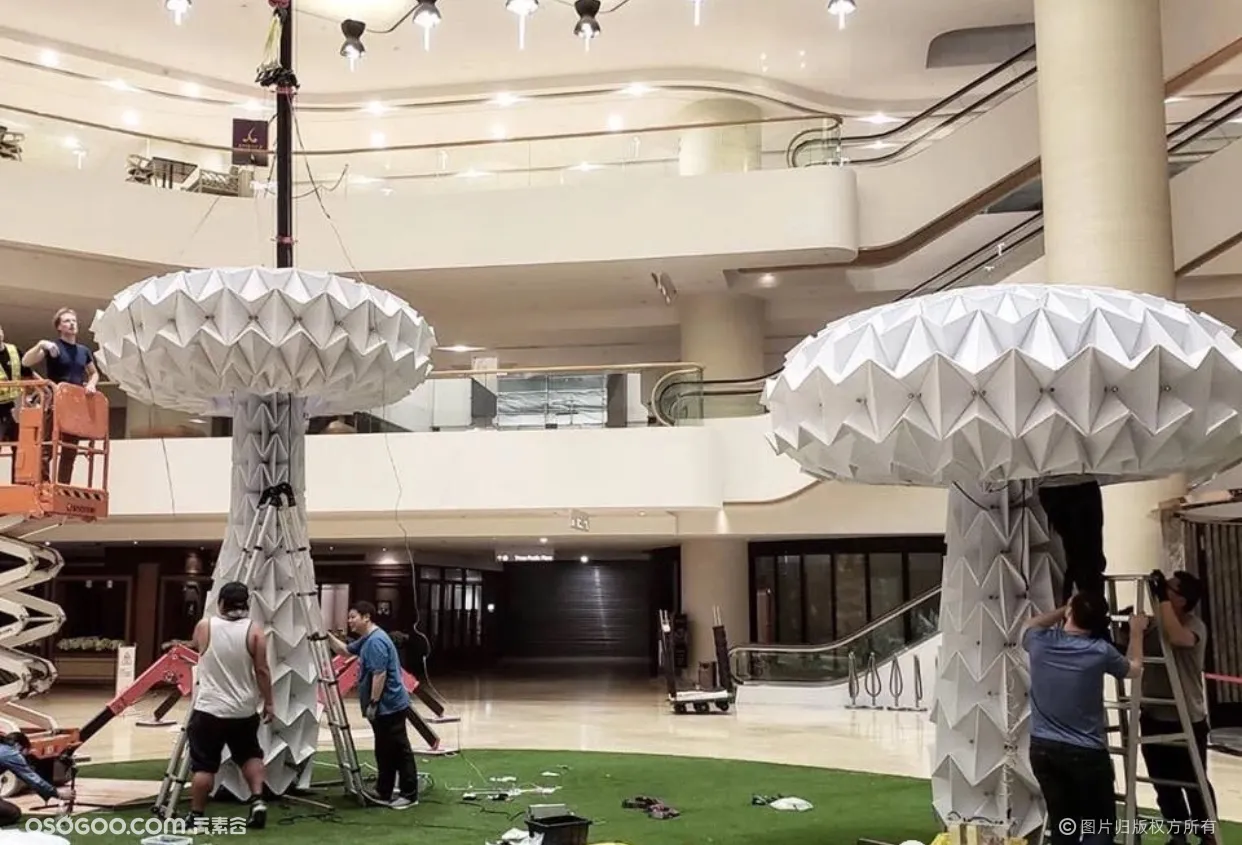互动灯光艺术装置折纸蘑菇树