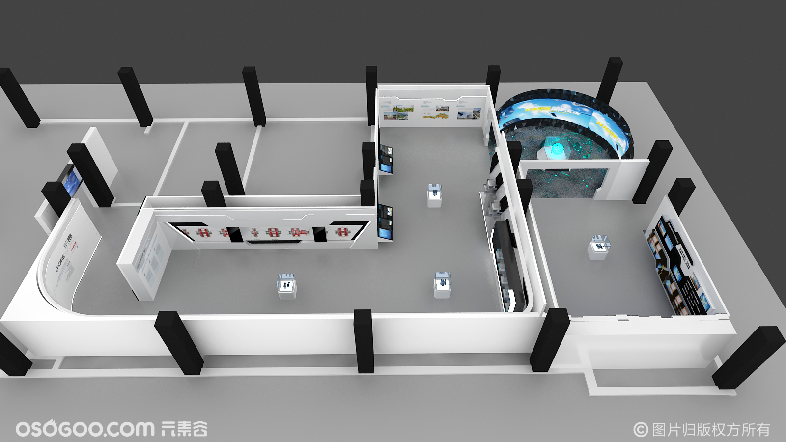 最新展厅设计CAD设计图纸，展厅cad平面布置图下载 - 易图网