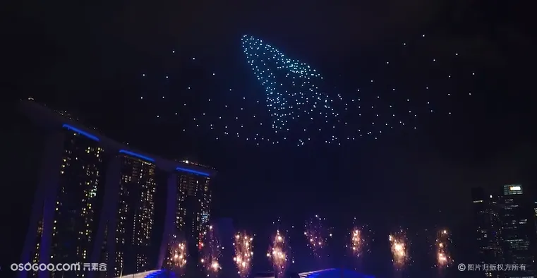 无人机编队表演2020新加坡跨年倒数