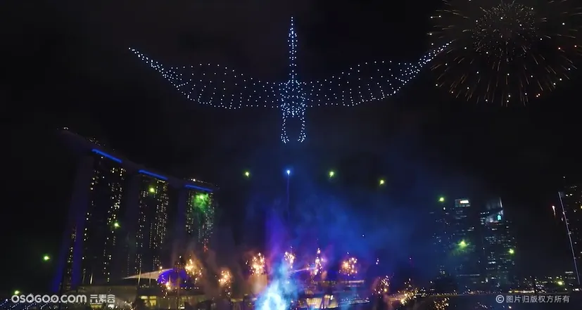 无人机编队表演2020新加坡跨年倒数