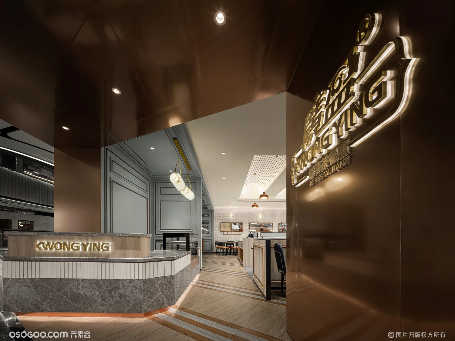 简欧风香港茶餐厅设计案例分享，340㎡广盈香港茶餐厅设计
