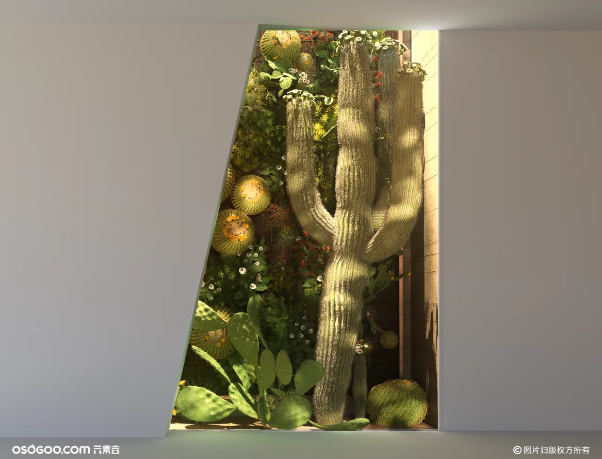植物墙——商业建筑设计三维展示