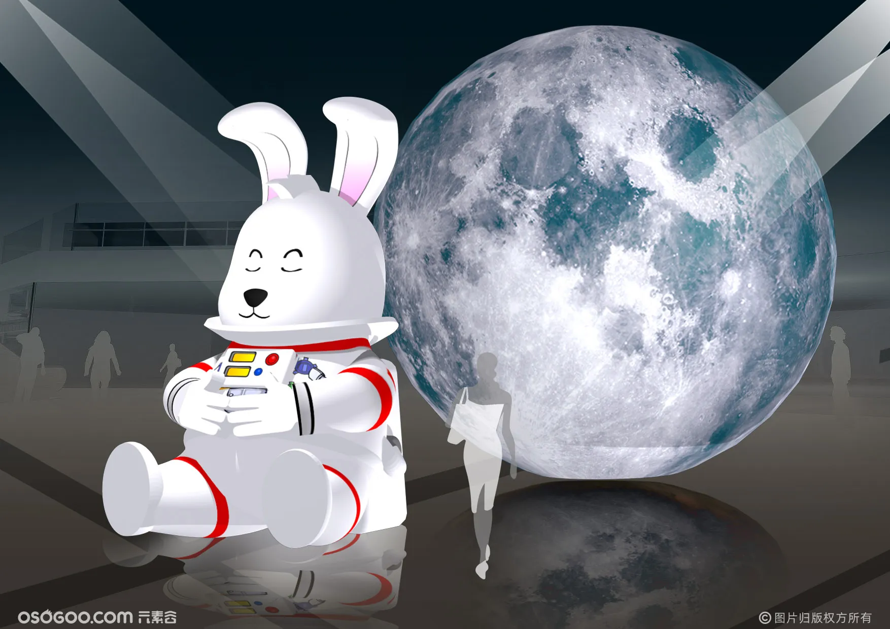 中秋节的策划案例---发光兔子月球等气模