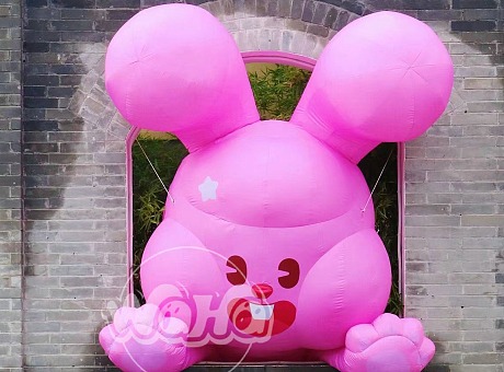 粉色充气兔子气模 艺术装置 周边游 活动策划 市集打卡气模