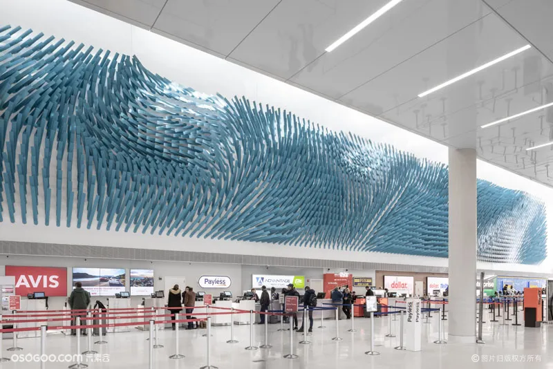 “野外线”芝加哥奥黑尔机场的艺术装置