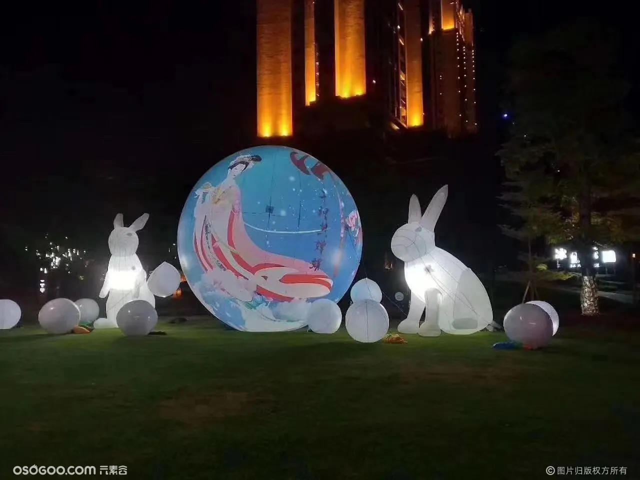 中秋节人气方案推荐发光月球 发光兔子 发光嫦娥出租