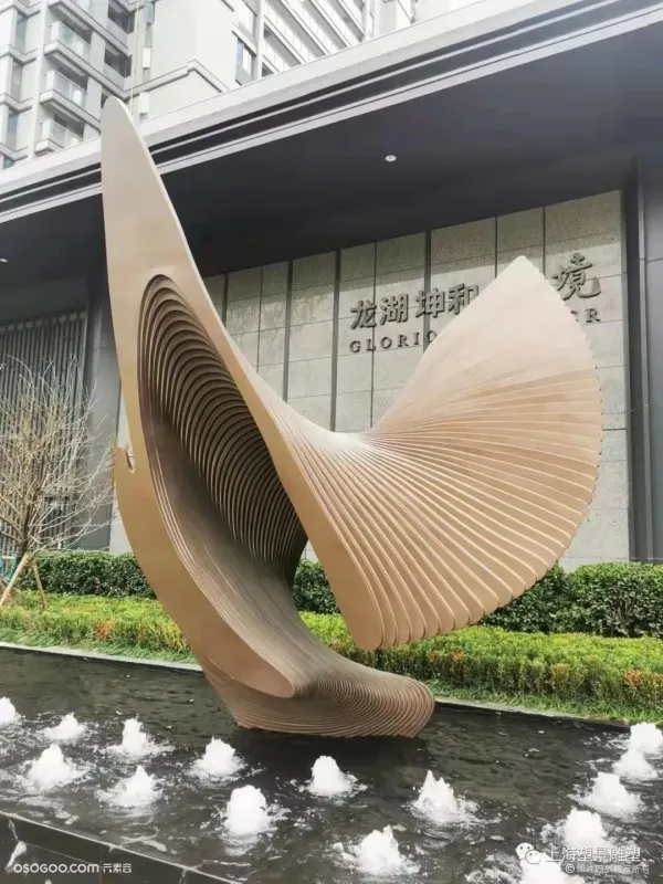 温州坤和天境 小区入口水景雕塑 帆影雕塑定制