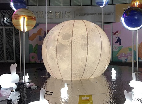 创意中秋节孔明灯互动装置室外防雨气膜月亮发光兔子灯租售