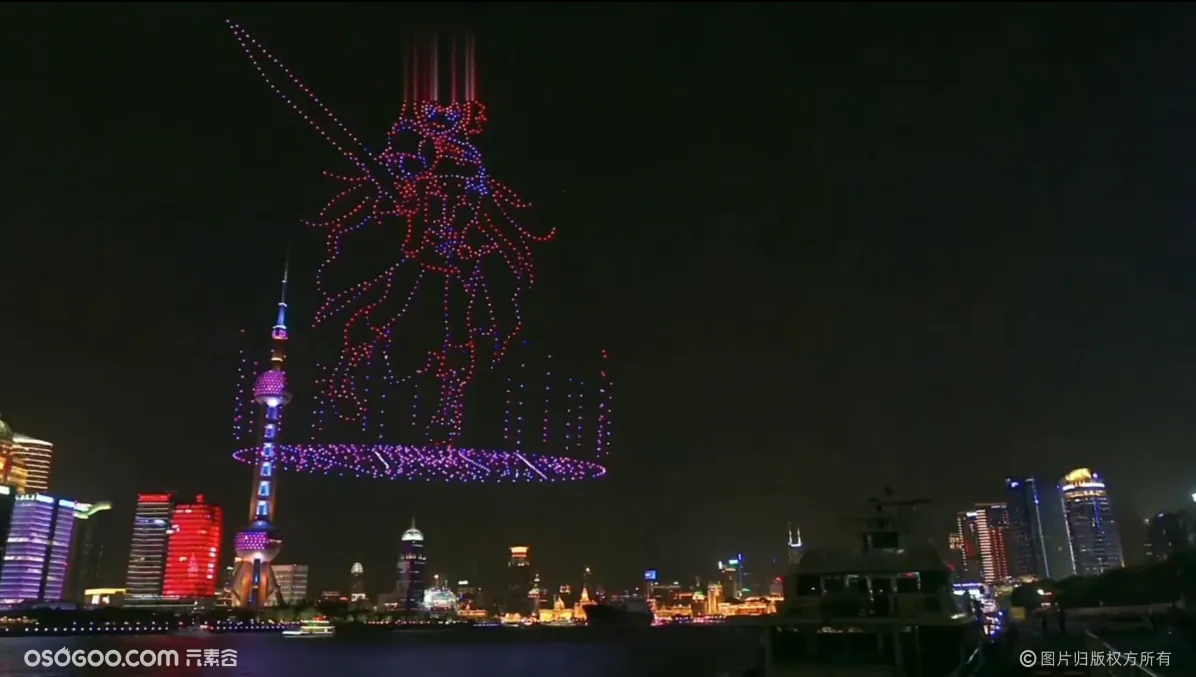 《公主连结》国服一周年庆典，无人机灯光秀表演