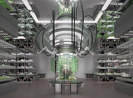 北京一家运动鞋零售商用科幻风格的空间超越了简单的商店