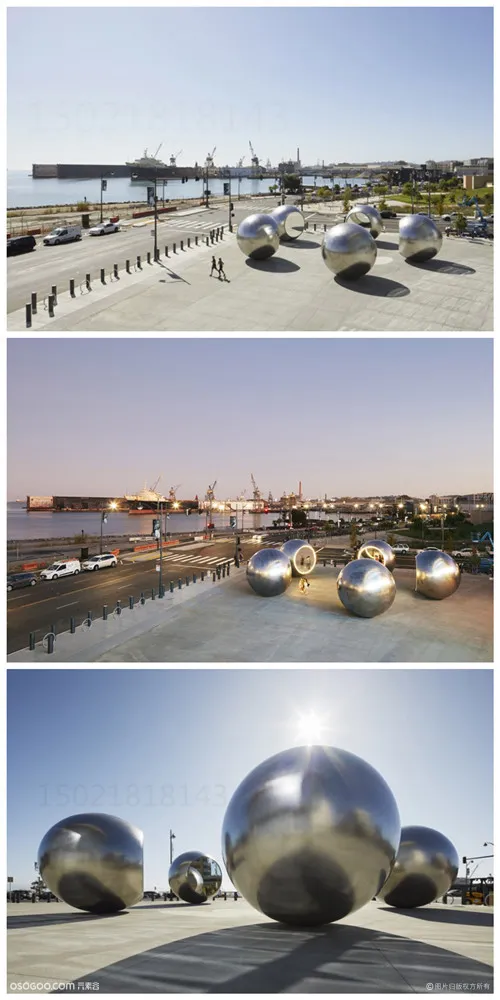 浙江公共艺术装置 镜面灯光球雕塑 抛光钢制球雕塑定制