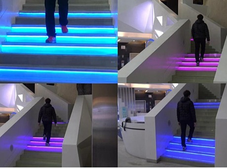 互动装置虚拟拍照互动设备 动感楼梯灯光音乐 滑屏广告装置手机
