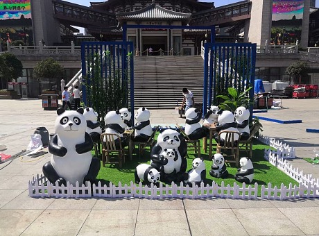 玻璃钢熊猫模型出租熊猫雕塑现货出租出售